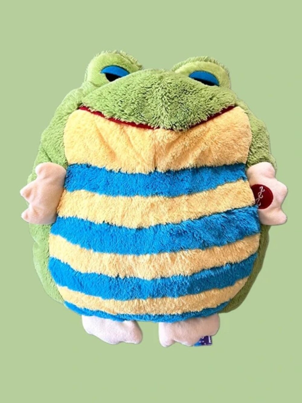2006 Jay at Play MushaBelly Chatter Blue Striped Frog Plush (W/ SOUND)